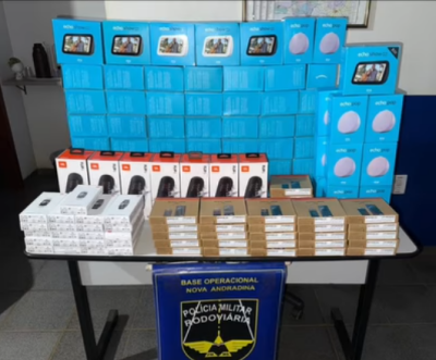 Imagem da notícia Eletrônicos do Paraguai sem nota são apreendidos e causam prejuízo de R$30 mil ao crime de contrabando em Nova Andradina